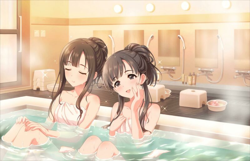 yande.re 446887 bathing kobayakawa_sae mizumoto_yukari the_idolm@ster the_idolm@ster_cinderella_girls towel wet
