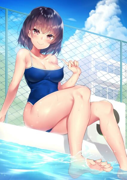 yande.re 503472 cleavage cossory feet school_swimsuit swimsuits wet